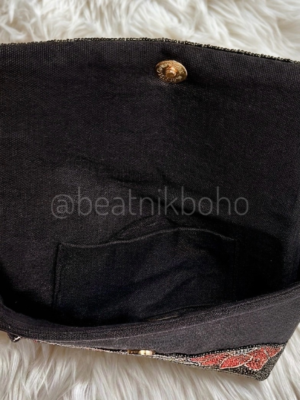 POL Black Floral Beaded Shoulder Bag | Evening Clutch Statement Purse Christmas - Picture 6 of 9